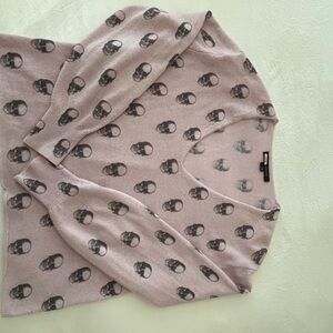 Autumn Cashmere Pink Skull Pattern Sweater